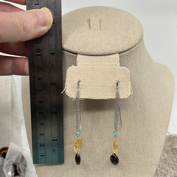 🌈 Rare Find Friday Rocks QVC Sterling Silver Gemstone Threader Earrings - Picture 11 of 12